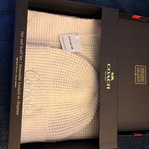 Coach Ivory Knit Scarf and hat set
